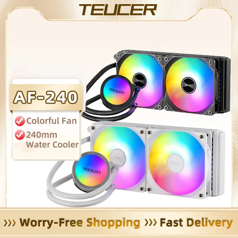 Teucer AF-240 Waterkoeling CPU-koeler 240 mm RGB ventilator Liquid Heatsink Integrated Radiator LGA 2011/12xx/1700/115x/AM4/AM5 AMD