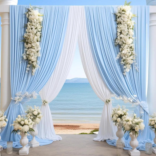Wrinkle Free Sky Blue Backdrop Curtains Soft Fabric Drapes Backdrop Drapes for Wedding Birthday Parties Stage Photo Decoration