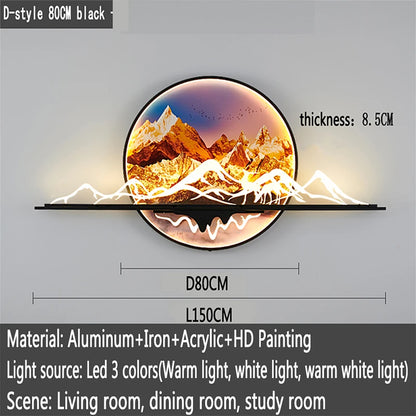 OUFULA Modern Picture Wall Light LED Chinese Creative Landscape Mural Lamp For Home Living Room Study Bedroom Decor