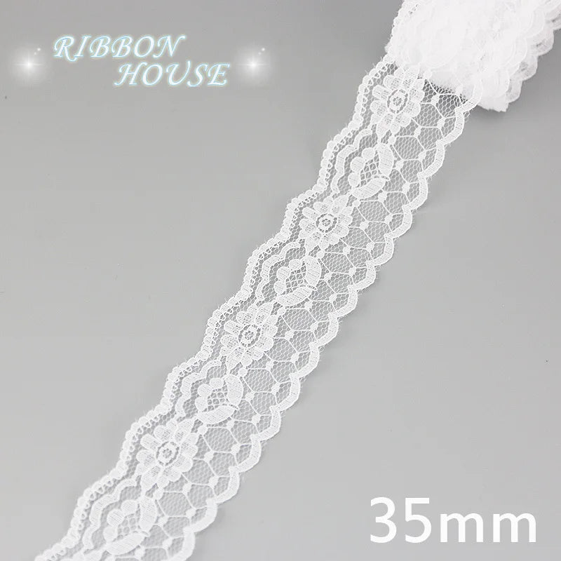 (5 yards/roll) white Lace ribbon fabric Webbing Decoration Lovely gift packing polyester Material