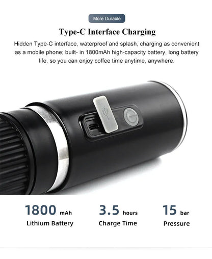 110ml portátil 8W Mini -café elétrico, Máquina de café recarregável para cafeteira viagens ao ar livre pequena máquina de café expresso automático