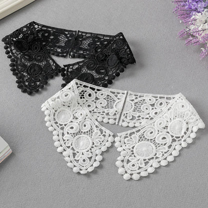 1 Pair White Neckline Fake Collar Lace Fabric Embroidery Carft DIY Dress Garment Decoration Accessories