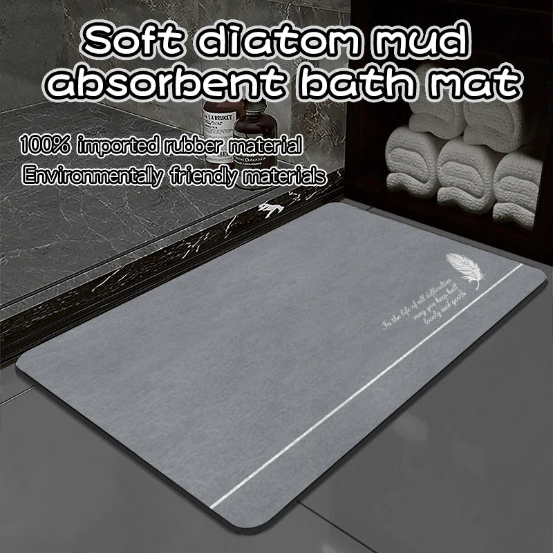 Diatomaceous Earth Curved Bath Floor Mats Bathroom Mat Absorbent Anti Slip Quick Dry Bathroom Rug Toilet Door Carpet Washable