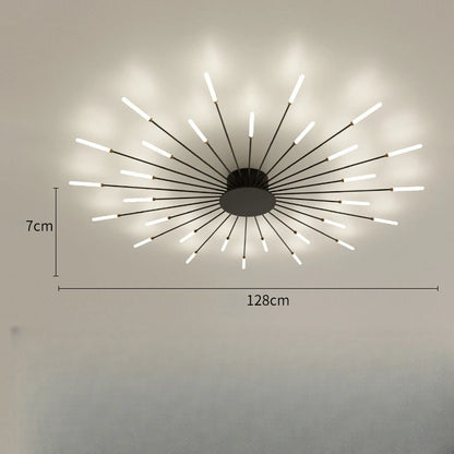Modern Vortex Firework LED Ceiling Light for Living Room & Bedroom, Dimmable, Energy-Saving, 15-30㎡, Black/Gold