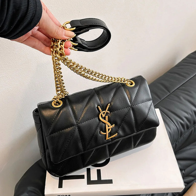 New Xiaoxiangfeng diamond grid chain bag, stylish and versatile, large capacity diagonal span small square bag