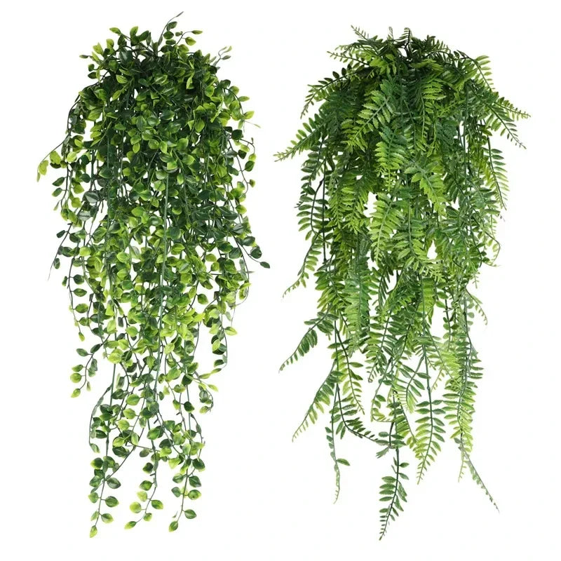 80cm Persian fern Leaves Vines Home Room Decor Hanging Artificial Plant Plastic Leaf Grass Wedding Party Wall Balcony Decoration