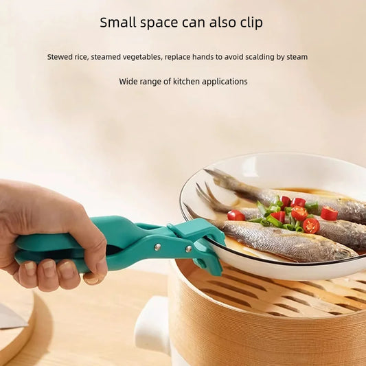 Anti-scald Gripper Clip Hot Dish Non-slip Plate Bowl Clip Retriever Tongs Silicone Handle Bowl Dishes Anti-scald Kitchen Tool