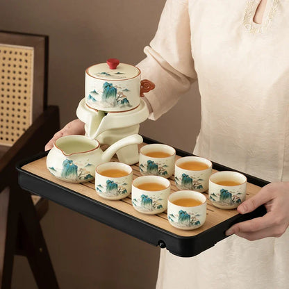 Chinese traditionell Téi Set High-End Kung Fu Cup Set automatesch Téi Set Set fir 6 Leit Téi Te Kraider