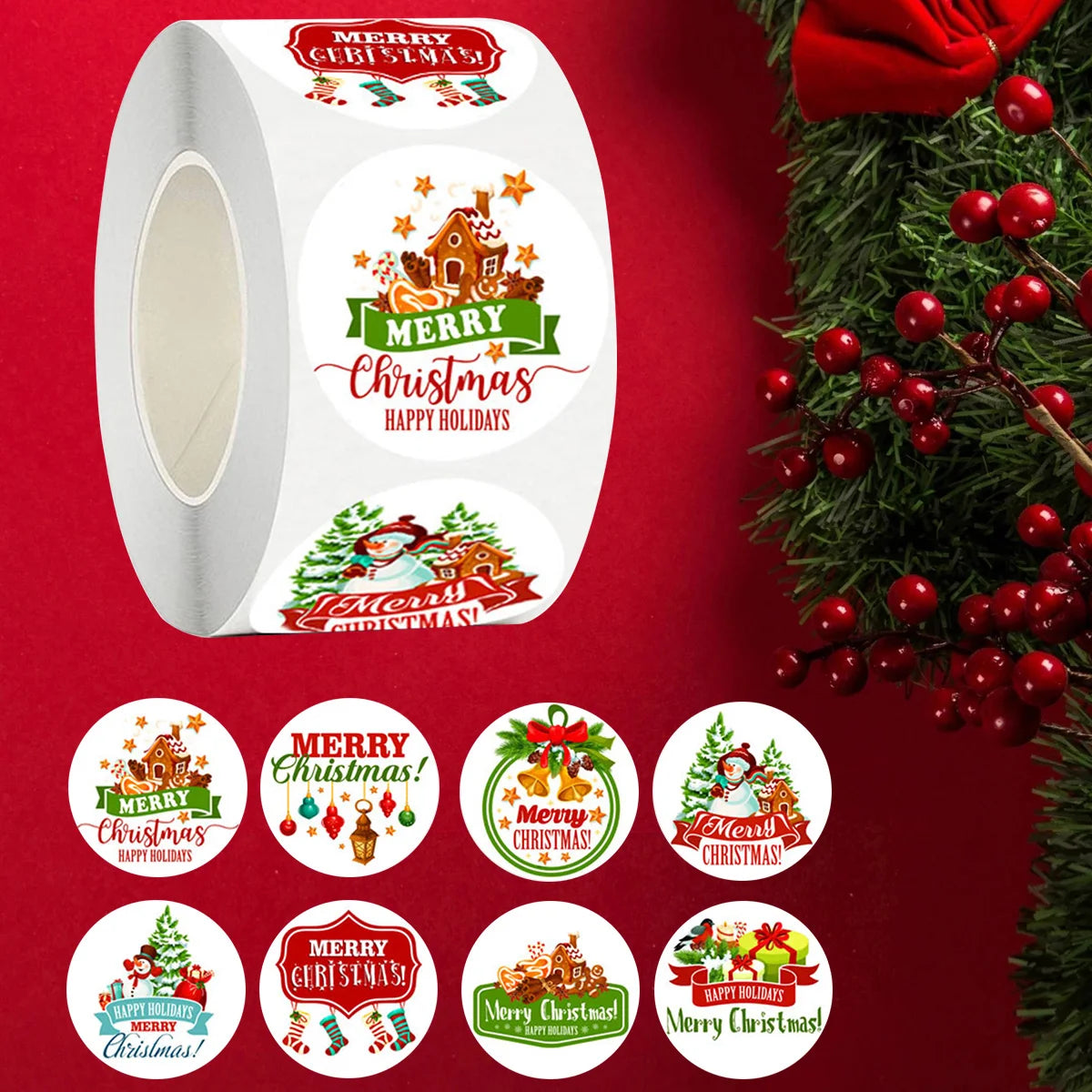 500pcs Veselé vánoční nálepky Cristmas Xmas Party SEAL LABELS Samolepky pro kutilské dárky pečení balíček obálka