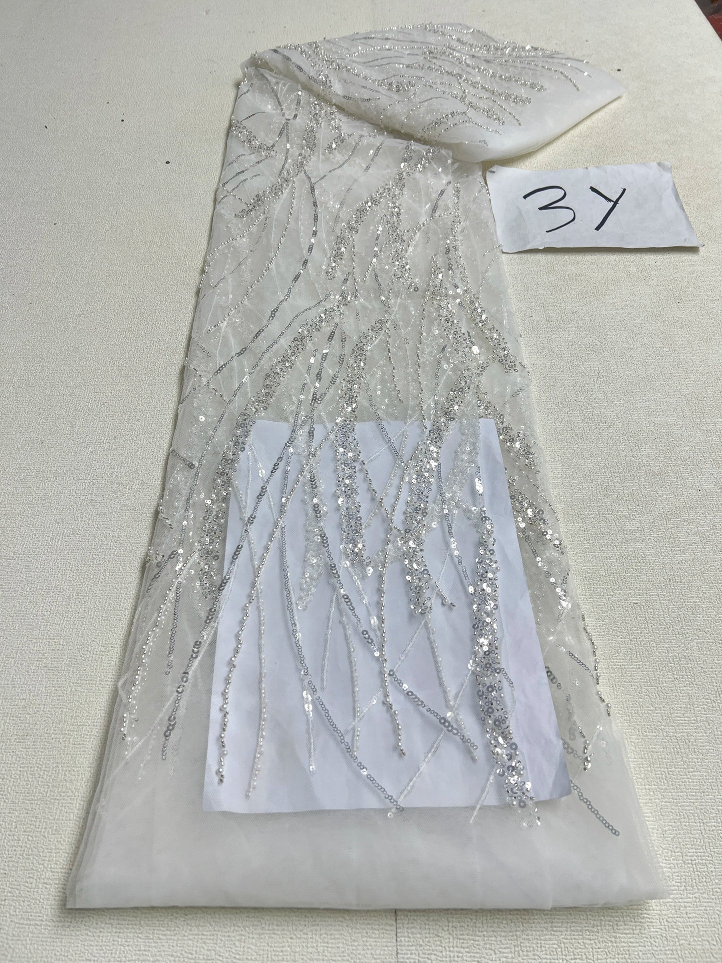 African Sequins Beaded Lace Fabrics  3 yards High Quality Sequence Embroidery French Nigerian Lace Fabric For Wedding Sewing