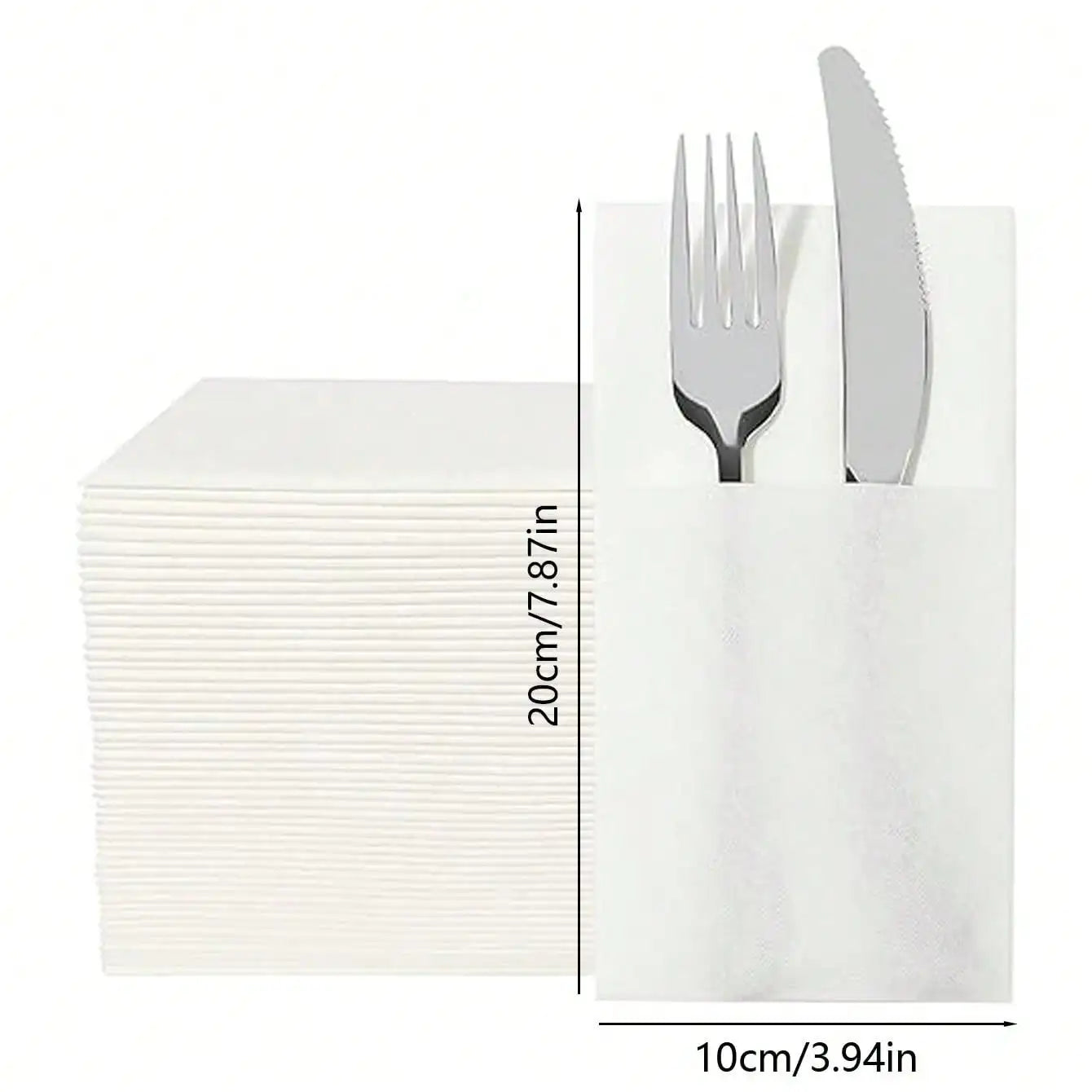 50pcs Dinner Napkins with Flatware Pocket - Prefolded Guest Towels, Paper Linen Feel for Weddings, Events, Kitchen & Daily Use