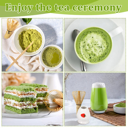 Japanese-style Matcha Making Tool Set Includes Ceramic Bowls Whisk Holder Bamboo Teaspoon Brush and Scoop Matcha Teaset Giftbox