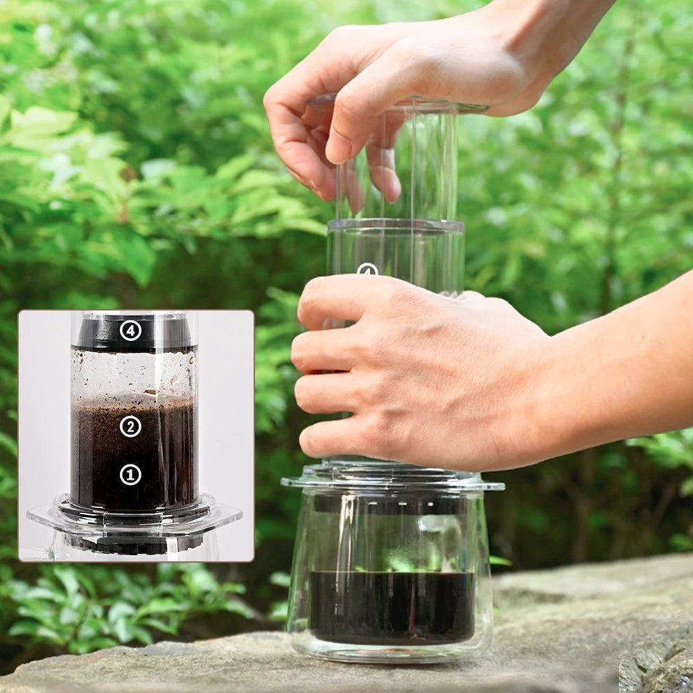 CAFEMASY Portable French Press Coffee Maker Transparent Espresso Coffee Pot Air Press Coffee Machine With filters For Aero Press