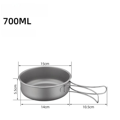 700ML/1200ML Titanium Frypan Outdoor Camping Hiking Picnic Cooking Frying Pan Backpacking Frying Pan Outdoor Cooking Pan Frypan