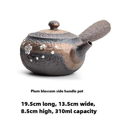 Chinese Style Kung Fu Teapot Retro Ceramic Pot Large Single Handle Stoneware Teapot for Home Living Room Brewing Tea