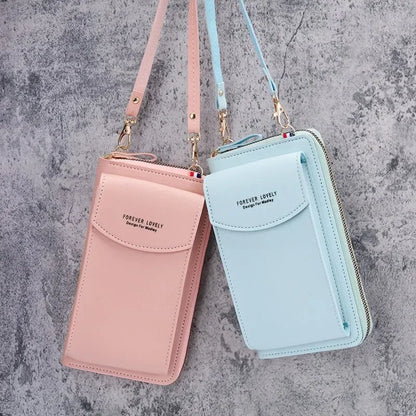 Fashion Single Shoulder Crossbody Cell Phone Bag Mini Versatile Satchel Multi Card Position Card Bag Keycase Female