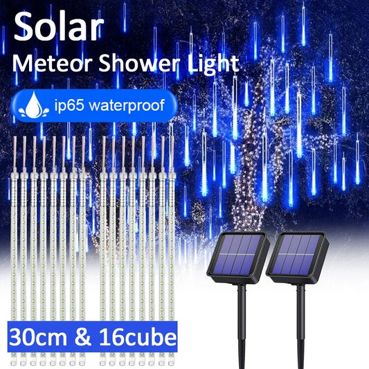 Solar Meteor Dusj Regn Streng Lys Vanntett hage lys 8 Rør Juletre Holiday Party Wedding Holiday Decoration