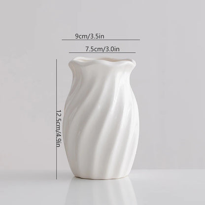 Shumen Simple Cream White Ceramic Flower Vase for Decorating Dry Flowers and Artificial Flowers for Living Room TV Stand Flower