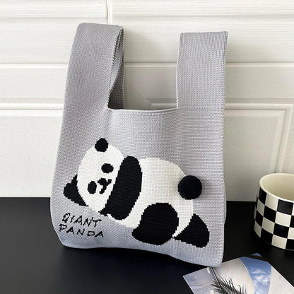 Women Handmade Knitted Small Handbag Casual Wrist Bag Versatile Shopper Mini Tote Bag Student Reusable Shoulder Bag Daily Use