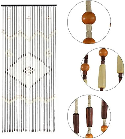 Bamboo Curtain Door Curtain 90 x 208 cm Wood Natural Bead Curtain Thread Curtain Insect Proof Curtain Room Divider Decorative