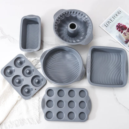 FAIS DU Gray Silicone Mould Set For Pastry Cake Mould Bakeware Dessert Tools Muffin Rectangular Bread Cupcake Baking Accessories