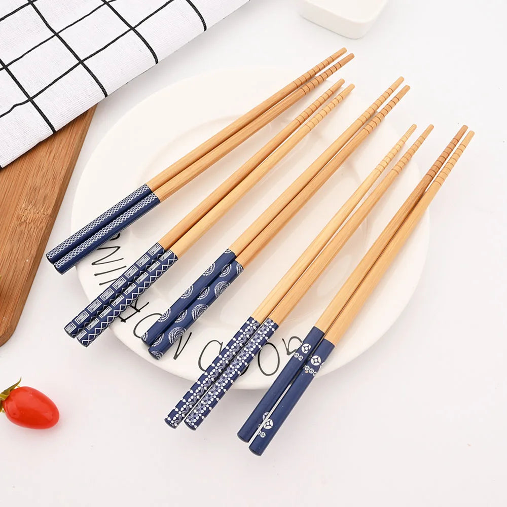 Refolosibil 5pairs tacâmuri de masă manual bambus japonez din lemn natural betisoare de sushi alimentar pisică floare multi color de cotlet din lemn bastoane