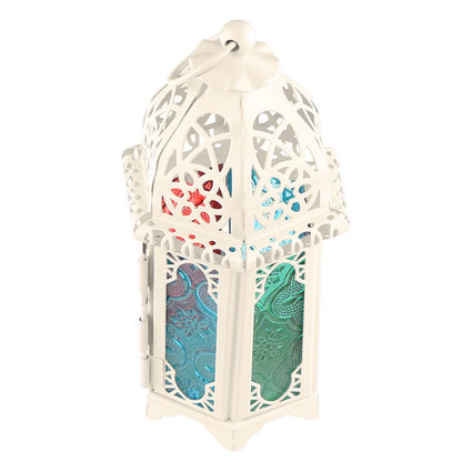 Glass Crystal Moroccan Candlestick Metal Hollow Candle Holder Home Coffee Shop Decoration Iron Hanging Candle Lantern