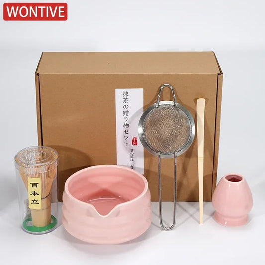1/4/5pcs set Ceramic Matcha Bowl Large Capacity Smooth Matcha Whisk Stand High Temperature Resistant Tea Salad Soup Bowl