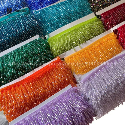 35 Färg Tassels pärlor spets trim plagg klänning Tassel spetsdekoration skor ornament vit svart hängande pärla gardin rs2229