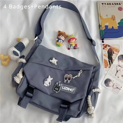 Women's Nylon Handheld One Shoulder Versatile Large Capacity Crossbody Bag Retro Work Travel Postman Bag