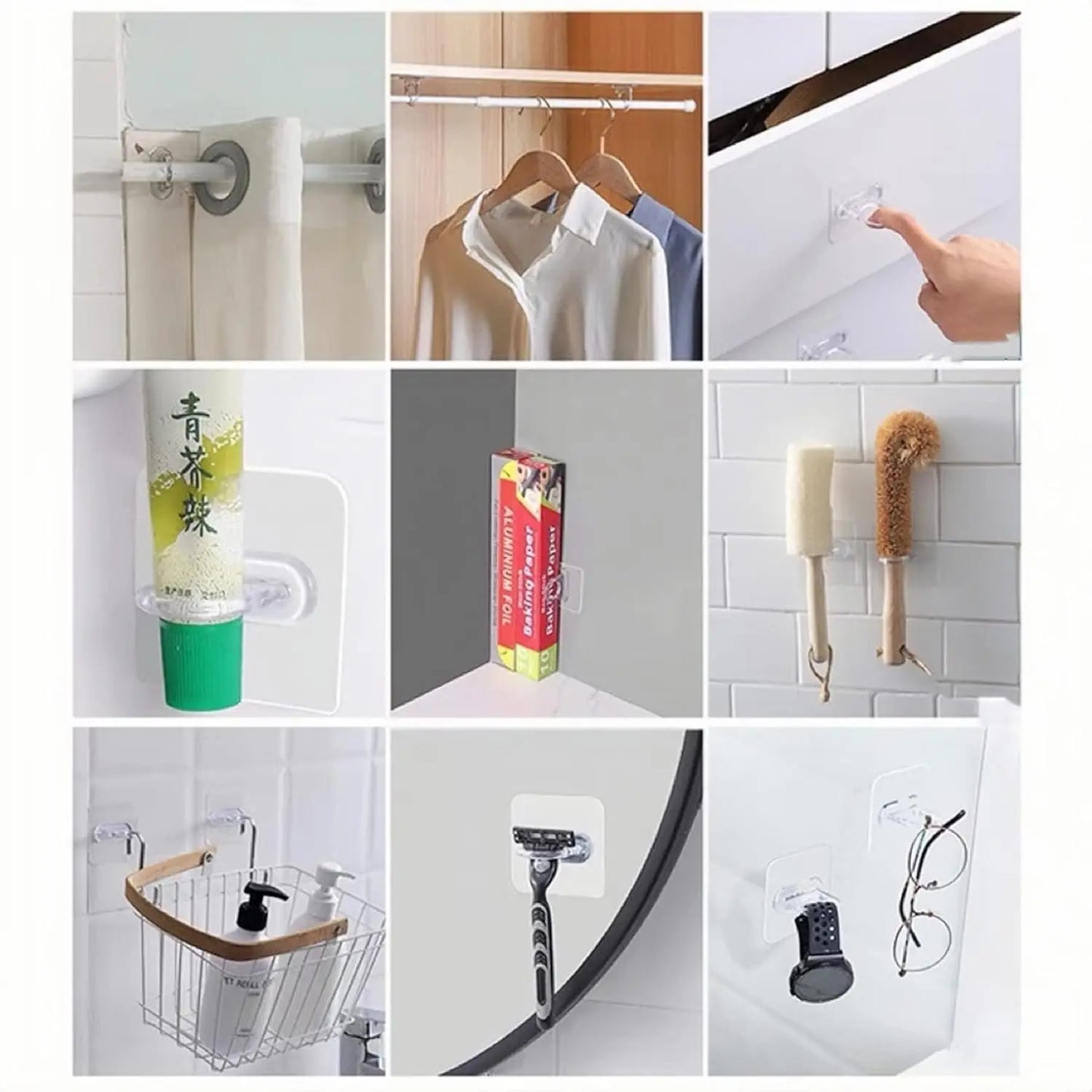 3/10PCS Adhesive Spray Bottle Hooks Wall Mounted Hanging Ring for Curtain Rod Holder Kitchen Storage Accessories Heavy Duty