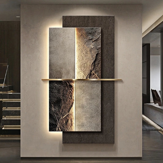 Modern Luxury Entrance Decoration Sandstone Painting lamp For Corridor Living Room Hotel Hallway Indoor Home Mural Light