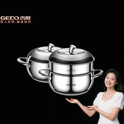GEDO Ultra Thick Apple Shape Stewing Pot 3.2/3.8L Capacity 20/22cm Kitchen Saucepot Flavor Keeping Internal Circulation Soup Pot