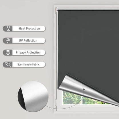 Blackout Roller Blinds Window Blinds No Drilling Thermal Clamping Blind Side Pull Privacy Sun Protection for Windows Doors