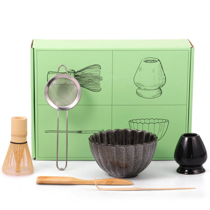 6Pcs Matcha TeaSet Exquisite Craftsmanship Japanese Matcha Making Set with Bowls Whisk&Holder Teaspoon Sifter Matcha Giftbox