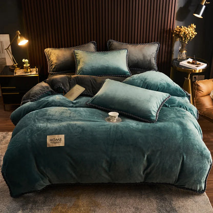 Winter Plush Couple Bed Duvet Cover Bedspreads For Single Double Queen King Bed Velvect Warm Soft Nordic Couple Bed Quilt Cover