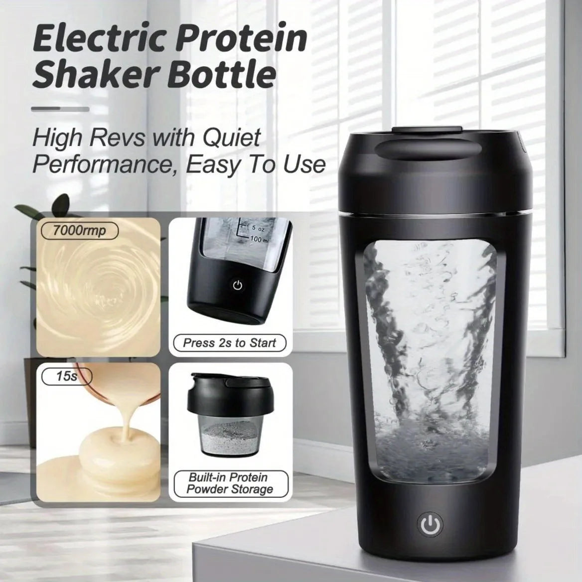 500 ml elektrisk proteinpulver Miksingskopp Automatisk Shaker Bottle Mixer Shake Bottle Melk Kaffe Blender Kettle Fro Gym Outdoor