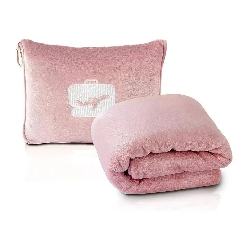 Coral Fleece Airplane Blankets Soft Warm Fluffy Multi Functional Portable Cuddle Cution Pillow 2 in 1 Travel Blankets