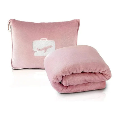 Coral Fleece Airplane Blankets Soft Warm Fluffy Multi Functional Portable Cuddle Cution Pillow 2 in 1 Travel Blankets