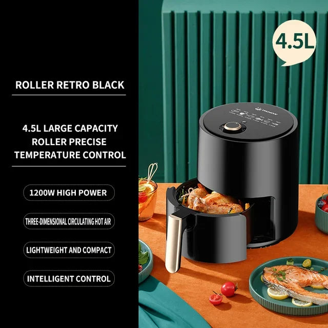 4,5 L 6L Smart Electric Air Fryer grande capacité Ménage automatique Mélange à 360 ° à l'écran tactile LED Fryer sans huile