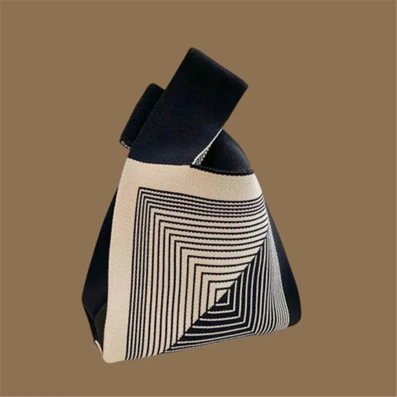 Women Handmade Knitted Small Handbag Casual Wrist Bag Versatile Shopper Mini Tote Bag Student Reusable Shoulder Bag Daily Use
