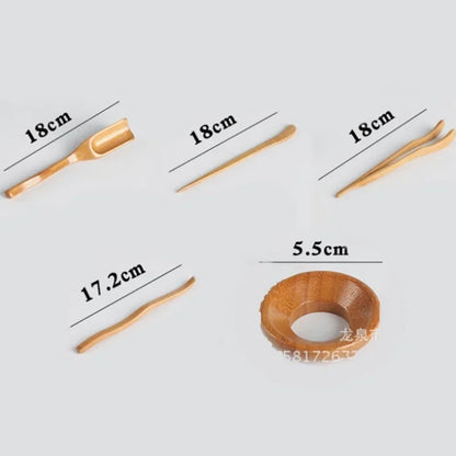 5 ПК/Установка Congfu Tea Ceremony Atensils SET BAMBOO TEASPOONS TEA IGED PILEZER CLIPS FITH