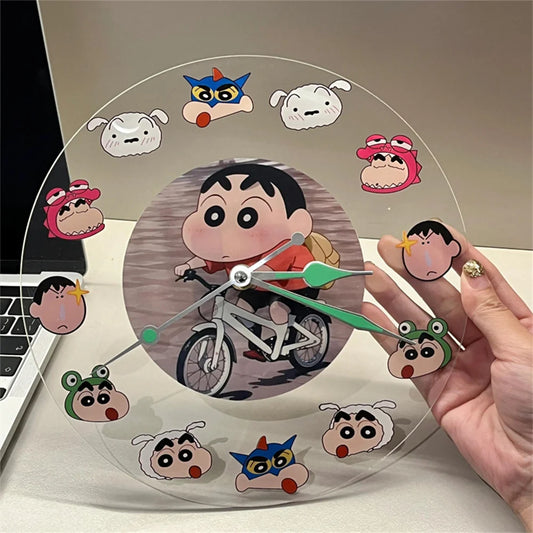 Kawaii Anime Crayon Shin-Chan Acrylic Clock Сладък творчески прост