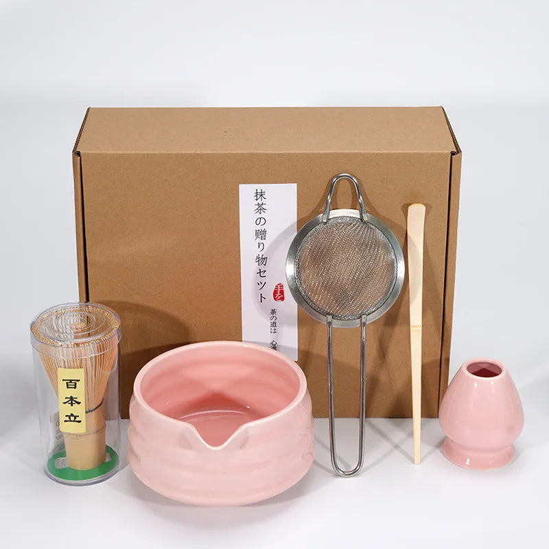 1/4/5pcs set Ceramic Matcha Bowl Large Capacity Smooth Matcha Whisk Stand High Temperature Resistant Tea Salad Soup Bowl