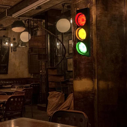 Traffic Light Wall Lamp LED with Remote Control 3-Color Adjustable Signal Lamps Bar Living Room Restaurant Decoration Llighting