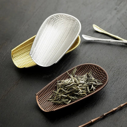 Aleación Tejida de té Chaze Juego de té hecho a mano Dust Pan Forma Herramientas Tomando Herramientas Accesorios tradicionales de té Kung Fu