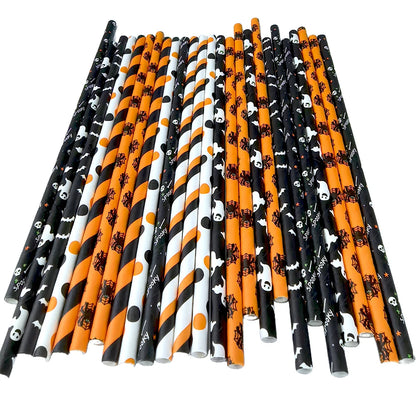 25/50 / 100pcs Halloween Party Favors Paignes de papier Black and Orange Party Biodégradable Stripe Stripe Pays for Halloween