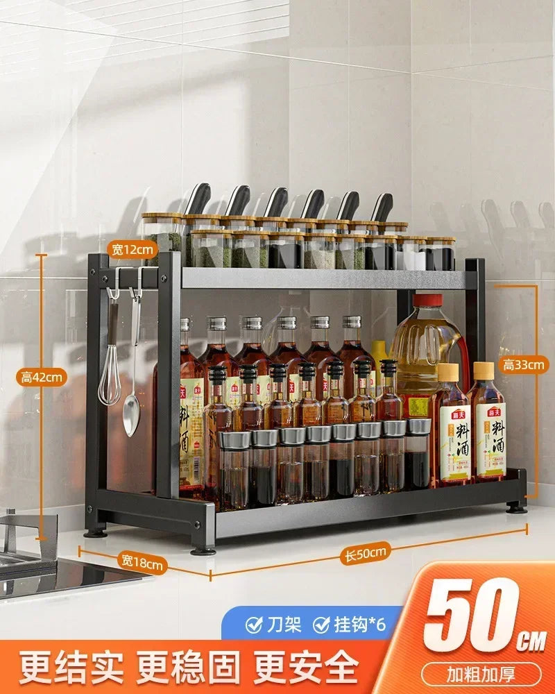 Knife Stand Door Organizer Spices Spice Racks Rack Jars Cutting Seasoning Drain Kitchen 2/3layers Condiments Storage Rack Board