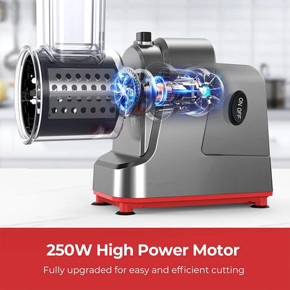 LMETJMA 250W 5 in 1 Elektrische Groentesnijder Shredder Automatische Salade Shooter Machine Kaasrasp Wortel Koolsnijder JT253