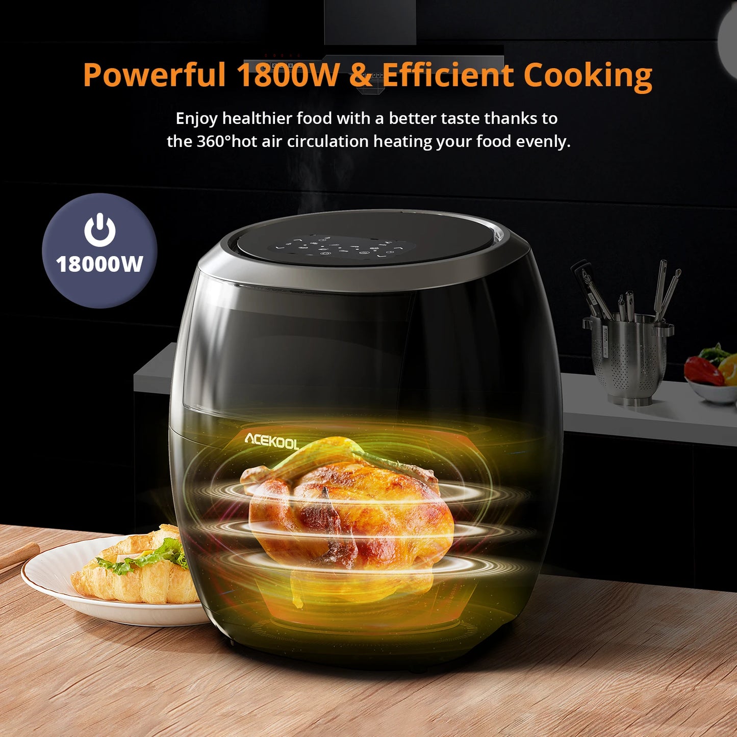 Air Fryer, 8qt Airfryer forno com a vidra